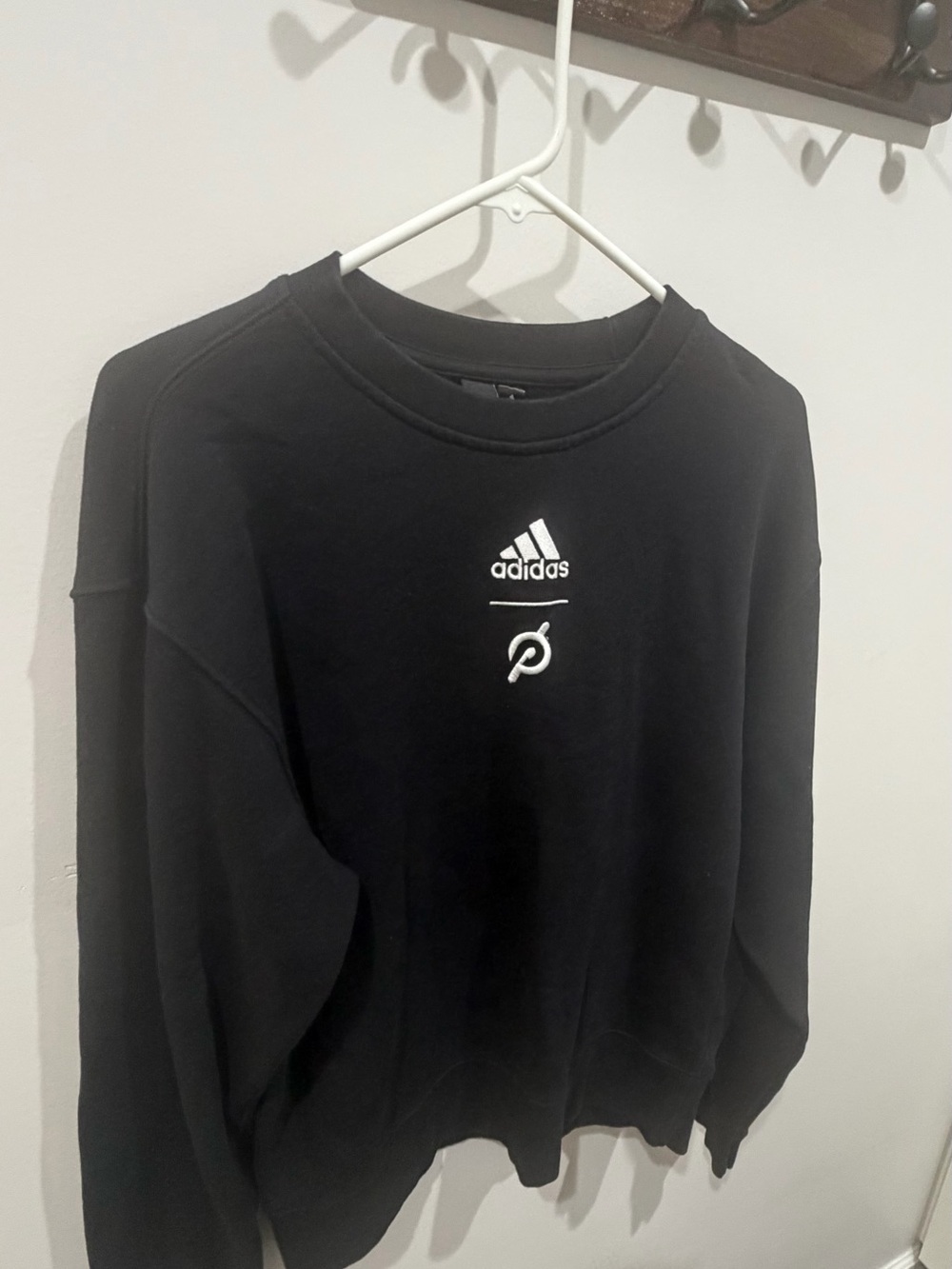 Adidas Peloton Black Crewneck Sweatshirt with White Logos